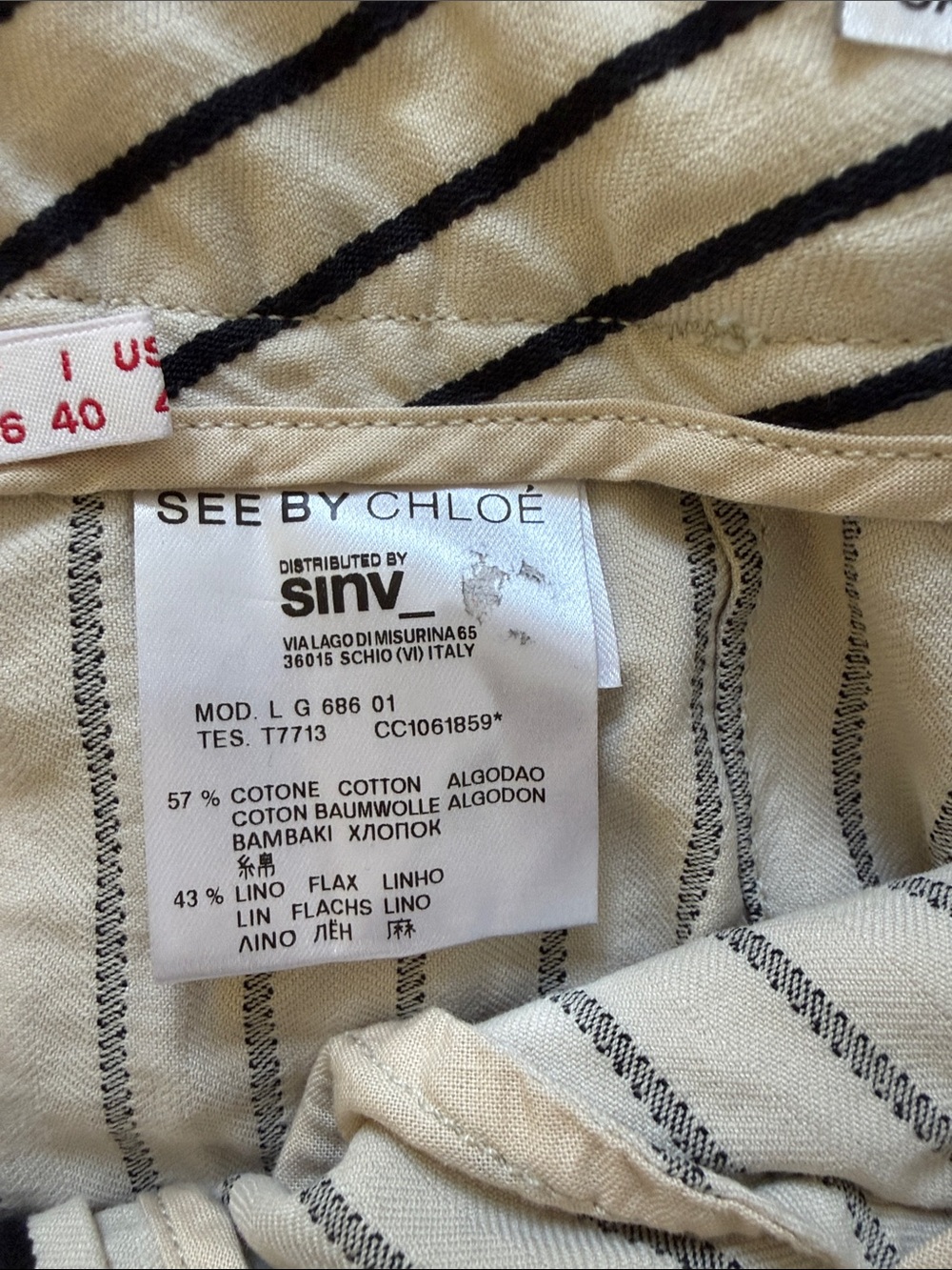 See By Chloé Striped Linen Blend Mini Skirt Size 4 - Picture 9 of 9